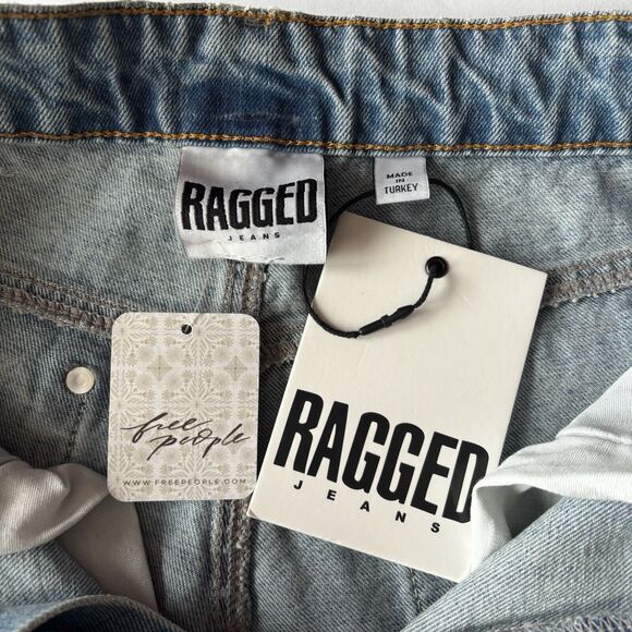 Free People RAGGED Denim Blue Jeans Women's Size 6 US, 30 EU NEW Peek a Boo Slit - Picture 6 of 9